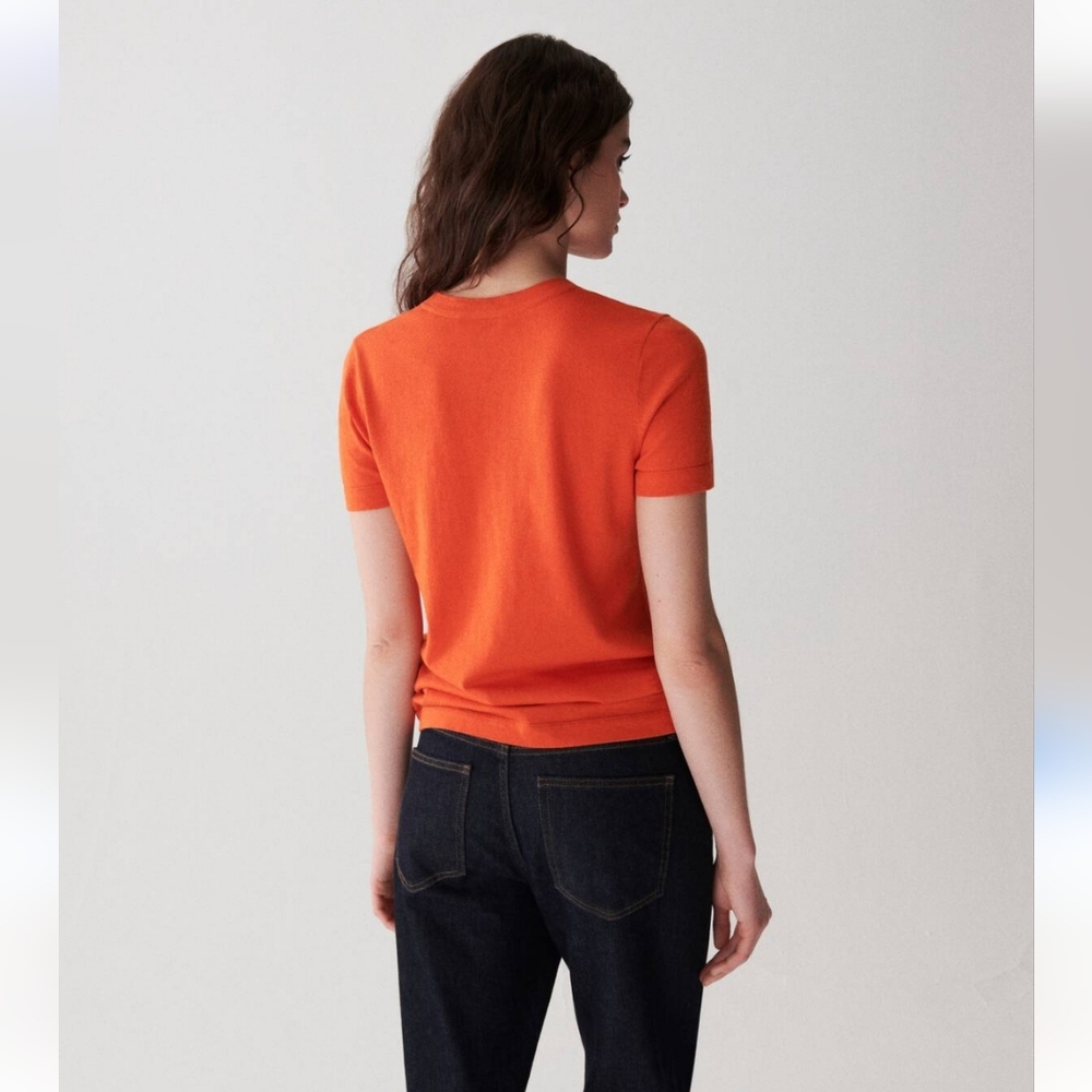 Banana Republic Short-Sleeve Scoop Neck Sweater in Bright Orange